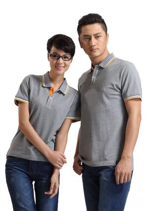 花灰色珠地純棉，男女款式，領袖撞色時尚款 1